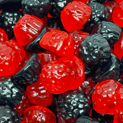 Gummy Raspberries and Blackberries